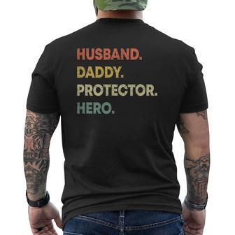 Mens Husband Daddy Protector Hero Dad Fathers Day Mens Back Print T-shirt | Mazezy UK