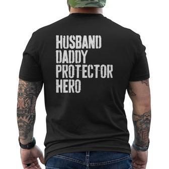 Mens Husband Daddy Protector Hero Father's Day Gif Mens Back Print T-shirt | Mazezy