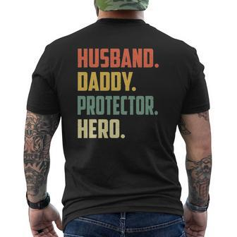 Mens Husband Daddy Protector Hero Vintage Colors Mens Back Print T-shirt | Mazezy