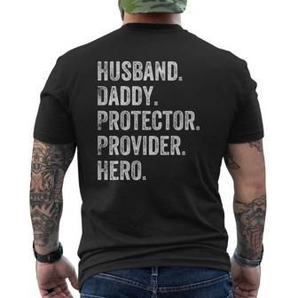 Mens Husband Daddy Protector Provider Hero Mens Back Print T-shirt | Mazezy
