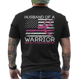 Mens Husband Of A Warrior Breast Cancer For Breast Cancer Husband Mens Back Print T-shirt - Thegiftio