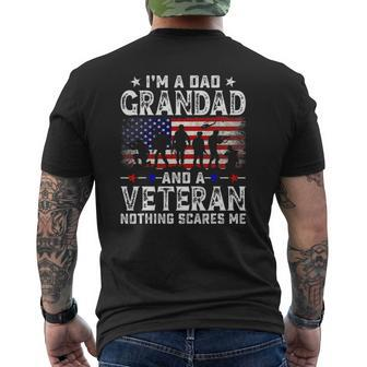 Mens I'm A Dad Grandad And A Veteran For Dad Father's Day Mens Back Print T-shirt | Mazezy