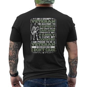 Mens I'm A Grumpy Veteran Quote For A Us Military Veteran Mens Back Print T-shirt | Mazezy