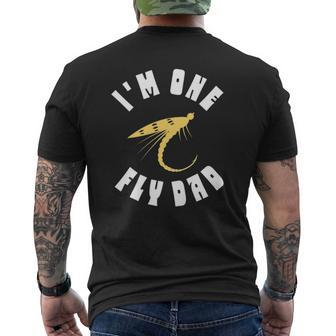 Mens I'm One Fly Dad Father's Day Fishing Mens Back Print T-shirt | Mazezy