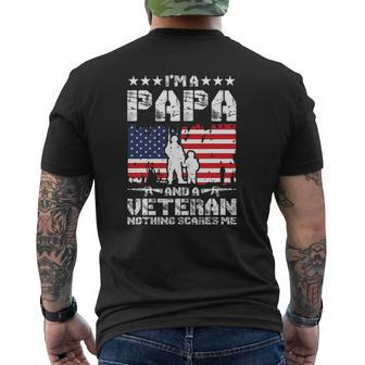 Mens I'm A Papa And A Veteran Nothing Scares Me Proud Us Army Mens Back Print T-shirt | Mazezy