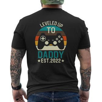 Mens Leveled Up To Daddy 2022 Promoted To Daddy Est 2022 Ver2 Mens Back Print T-shirt | Mazezy