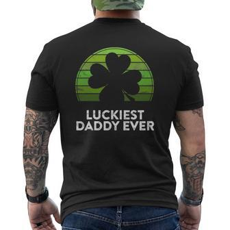 Mens Luckiest Daddy Ever Shamrock Sunset St Patrick's Day Dad Mens Back Print T-shirt | Mazezy AU