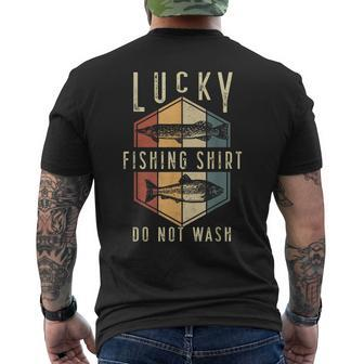 Mens Lucky Fishing Do Not Wash Father's Day Fisherman Dad Mens Back Print T-shirt | Mazezy