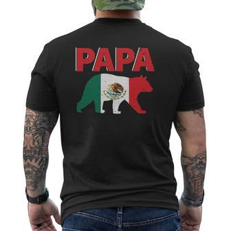 Mens Mexico Flag Papa Bear Cool Mexican Dad Father's Day Mens Back Print T-shirt | Mazezy