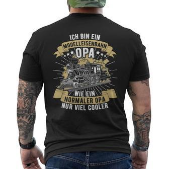 Men's Model Railway Grandpa Train Driver Railway Pensioner T-Shirt mit Rückendruck - Seseable