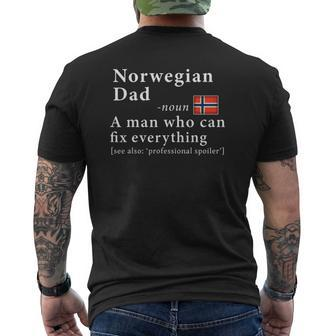Mens Norwegian Dad Definition Tee Norway Flag Father's Day Tee Mens Back Print T-shirt | Mazezy AU