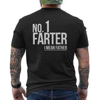 Mens Number 1 Farter I Mean Father Distressed Mens Back Print T-shirt | Mazezy