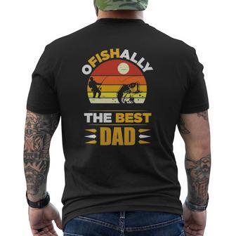 Mens Ofishally The Best Dad Fishing Father Mens Back Print T-shirt | Mazezy