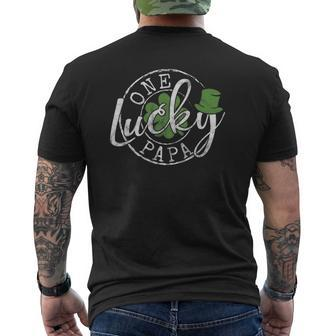 Mens One Lucky Papa Father Irish Clovers St Patrick's Day Mens Back Print T-shirt | Mazezy