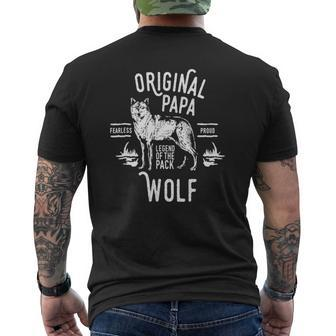 Mens Original Papa Wolf Leader Of The Pack Father's Day Mens Back Print T-shirt | Mazezy