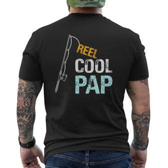 Mens Pap From Granddaughter Grandson Reel Cool Pap Mens Back Print T-shirt | Mazezy