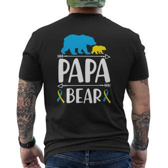 Mens Papa Bear Down Syndrome Awareness Proud Dad Mens Back Print T-shirt | Mazezy