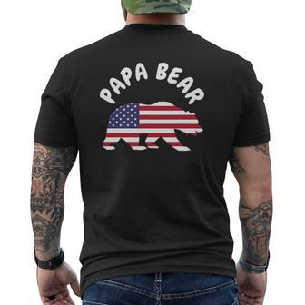 Mens Papa Bear Father's Day Usa American Flag 4Th Of July Mens Back Print T-shirt | Mazezy