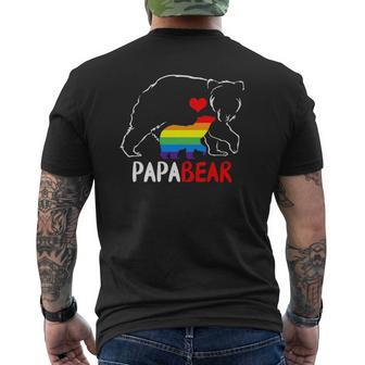 Mens Papa Bear Proud Dad Daddy Rainbow Flag Lgbt Pride Father Day Mens Back Print T-shirt | Mazezy