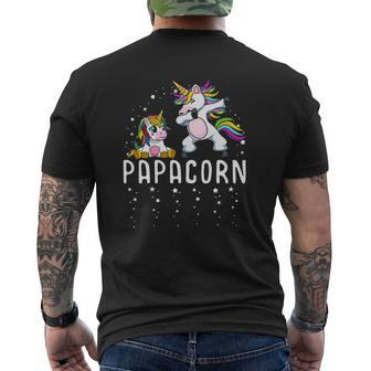 Mens Papacorn Dabbing Unicorn Dad And Baby Father's Day Party Mens Back Print T-shirt | Mazezy