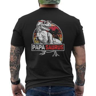 Mens Papasaurusrex Dinosaur Papa Saurus Family Mens Back Print T-shirt | Mazezy