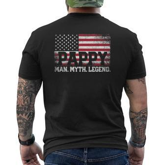 Mens Pappy The Man Myth Legend American Flag Father's Day Mens Back Print T-shirt | Mazezy