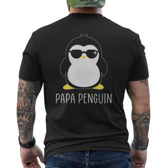 Mens Penguin Papa Father's & Cute Dad Mens Back Print T-shirt | Mazezy