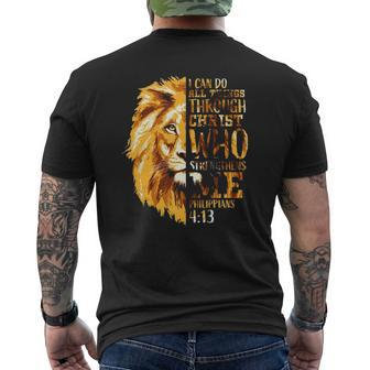 Mens Philippians 413 Christian Bible Verse Lion Men Mens Back Print T-shirt - Seseable
