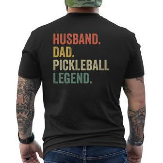 Mens Pickleball Husband Dad Legend Vintage Father's Day Mens Back Print T-shirt | Mazezy