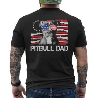 Mens Pitbull Dad Gun Rights American Flag 4Th Of July Dog Lover Mens Back Print T-shirt - Thegiftio UK