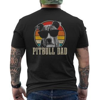 Mens Pitbull Dad Vintage Sunglasses Dog Owner Mens Back Print T-shirt | Mazezy