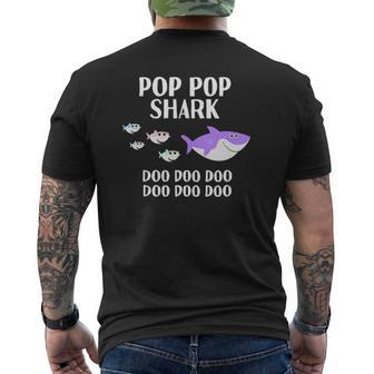 Mens Pop Pop Shark Doo Doo Father's Day For Grandpa Mens Back Print T-shirt | Mazezy