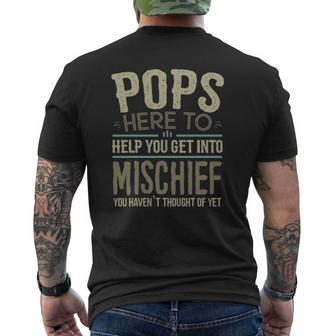 Mens Pops From Grandchildren Pops Mischief Fathers Day Mens Back Print T-shirt | Mazezy UK
