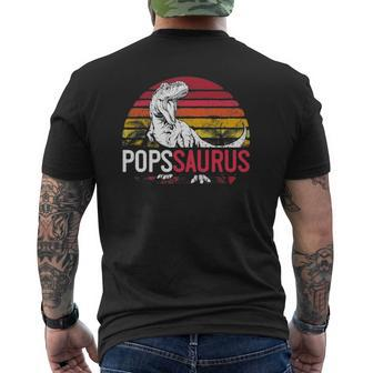 Mens Pops Saurus Father's Day Popssaurusrex Dinosaur Grandpa Mens Back Print T-shirt | Mazezy