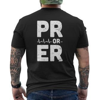 Mens Pr Or Er Heartbeat Personal Record Weightlifting Mens Back Print T-shirt | Mazezy