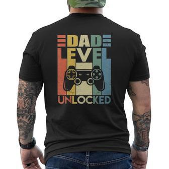 Mens Pregnancy Announcement Dad Level Unlocked Soon To Be Father Mens Back Print T-shirt | Mazezy