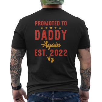 Mens Promoted To Daddy Again 2022 Soon To Be Dad Again 2022 Mens Back Print T-shirt | Mazezy