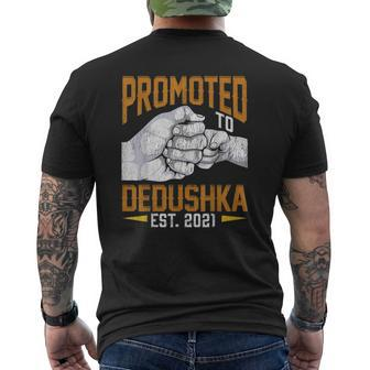 Mens Promoted To Dedushka Est 2021 Father's Day New Dedushka Mens Back Print T-shirt | Mazezy CA