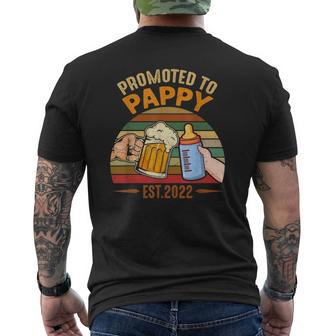 Mens Promoted To Pappy Est 2022 Fathers Day Vintage Mens Back Print T-shirt | Mazezy