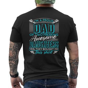Mens Proud Dad Father's Day From Two Daughters To Dad Mens Back Print T-shirt | Mazezy