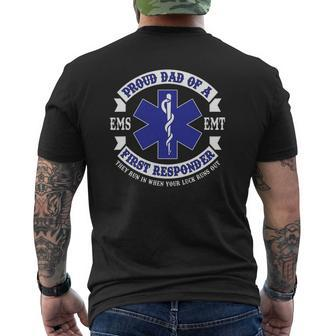 Mens Proud Dad First Responder Ems Emt Novelty Apparel Mens Back Print T-shirt | Mazezy