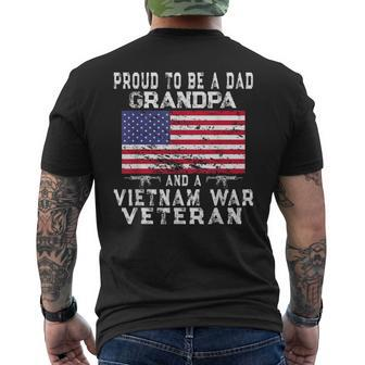 Mens Proud Dad Grandpa Vietnam Veteran Retro Us Flag Grandpa Mens Back Print T-shirt | Seseable CA
