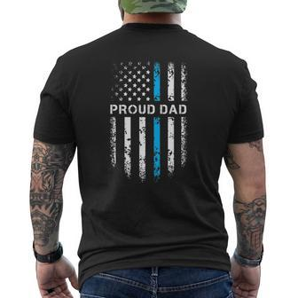 Mens Proud Dad Patriotic Law Enforcement Supporter Police Officer Mens Back Print T-shirt | Mazezy