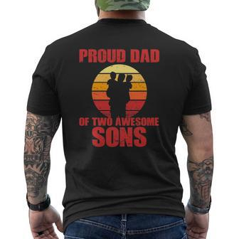 Mens Proud Dad Of Two Awesome Sons Cool Father Mens Back Print T-shirt | Mazezy