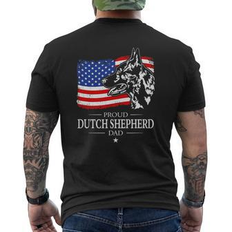 Mens Proud Dutch Shepherd Dad American Flag Patriotic Dog Mens Back Print T-shirt | Mazezy