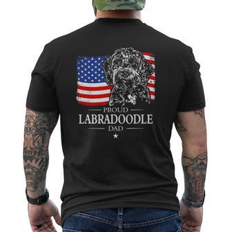 Mens Proud Labradoodle Dad American Flag Patriotic Dog Mens Back Print T-shirt | Mazezy