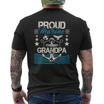 Mens Proud Marine Grandpa Granddad Papa Pops Mens Back Print T-shirt | Mazezy