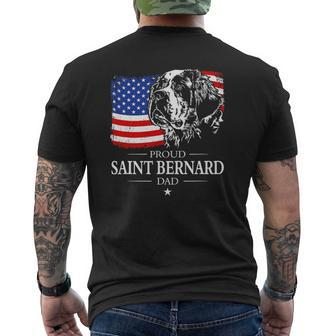Mens Proud Saint Bernard Dad American Flag Patriotic Dog Mens Back Print T-shirt | Mazezy