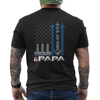 Mens Proud Us Air Force Papa Flag Patriotic Military Usaf Mens Back Print T-shirt | Mazezy