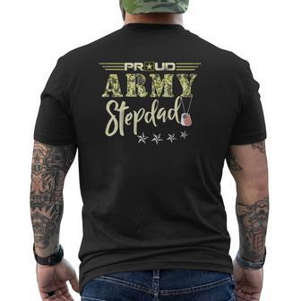 Mens Proud Us Army Stepdad Camouflage Military Pride Mens Back Print T-shirt | Mazezy